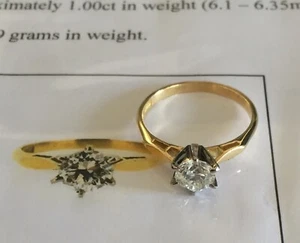 18ct GOLD, PLATINU SOLITAIRE EARLY BRILLIANT CUT 1.0ct  DIAMOND RING CERTIFIED - Picture 1 of 12