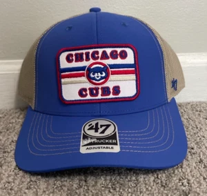 Chicago Cubs Mütze Trucker Campground '47 verstellbar Druckknopflasche blau khaki Einheitsgröße - Bild 1 von 2