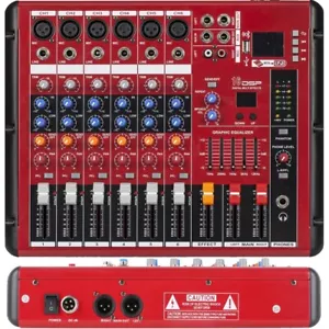 Red Audio Mixer 6-Input Microphone Sound Studio Live Stage Mixing Console 6 Ch - Picture 1 of 9