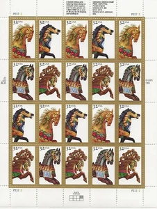 1995 32 cent Carousel Horses full Sheet of 20 Scott #2976-2979, Mint NH - Picture 1 of 1