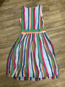Tommy Hilfiger Girls Dress Cotton Striped Multicoloured Summer Sleeveless Size 4 - Picture 1 of 13