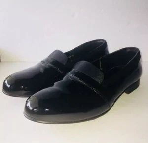 Mezlan Mirage formeller Smoking Halbschuhe Spanien schwarz Lackleder Satinbesatz 10,5 M - Bild 1 von 11