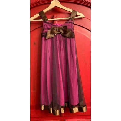Bonnie Jean Stunning Brown and Hot Pink Dressy Holiday Dress EUC Size 10 - Image 1 of 2