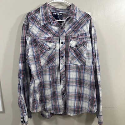 Raw State Button Up Shirt Mens XXL Western Style Cotton Long Sleeve - Image 1 of 4