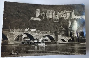 C 1955 RPPC TOUR BOOT NECKER FLUSS ALTE BOGENBRÜCKE SCHLOSS HEIDELBERG SCHLOSS #2 - Bild 1 von 2