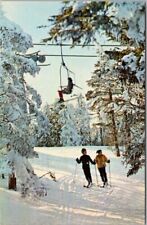 Stratton Mountain, Vermont Postcard Skiing / Chair Lift Scene - 1966 Cancel