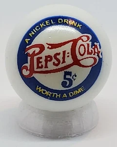 Pepsi Nickel Drink Circle 1" Glass Logo Marble w/ Stand - Picture 1 of 1