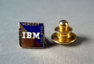 Rare Solid 10K 1963 IBM HUNDRED PERCENT CLUB Lapel Pin Signed "r", 1.1grams - Picture 1 of 3