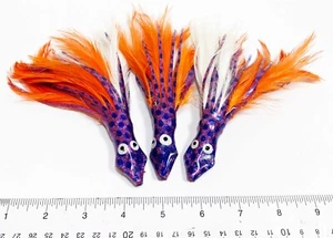 Señuelos de arrastre de plumas de atún para pesca de caza mayor naranja/blanco con falda púrpura - Imagen 1 de 2