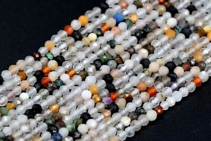 2 mm Echte Natürliche Gemischte Stein Perlen Klasse A Facettiert Rund Lose Perlen 15,5 Zoll - Bild 1 von 3