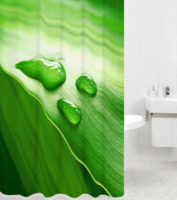 DUSCHVORHANG TEXTIL ANTI SCHIMMEL WANNENVORHANG WC BADEWANNENVORHANG GREEN LEAF - Bild 1 von 4