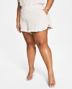 MSRP $40 Bar III Women Trendy Plus Size French Terry Ruffled Shorts Size 0X - Picture 1 of 1