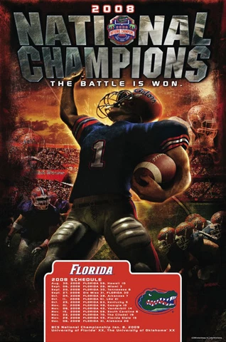 Florida Gators 2008 NCAA Men's Football CHAMPIONS 24x36 Commemorative POSTER Cover