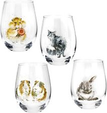 Royal Worcester Wrendale Designs Set of 4 Assorted Glass Tumblers, 17 Ounce