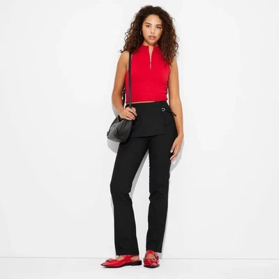 Pantalón falda acampanada tiro medio negro talla pequeña Wild Fable para mujer Foto 1 de 4