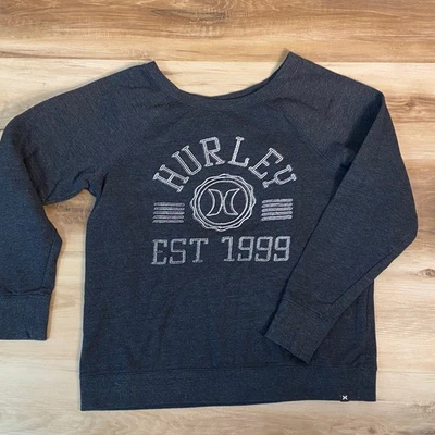 Sudadera Hurley Mujer Gris Grande Pullover Manga Larga Logo Retro Raglán Foto 1 de 4