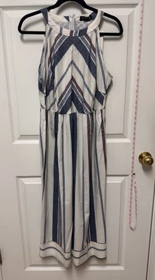NWT Bloomchic Striped Halter Neck Jumpsuit Wide Legs Pockets Blue Purple Size 12 - Image 1 of 4