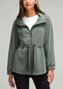 Lululemon Jacket Women 8 Olive Green Softstreme Cinch Tie Waist Coat Athleisure - Picture 1 of 14