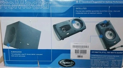Klipsch ProMedia Ultra 5.1 Surround Sound System 5 Speakers + Subwoofer - Image 1 of 4