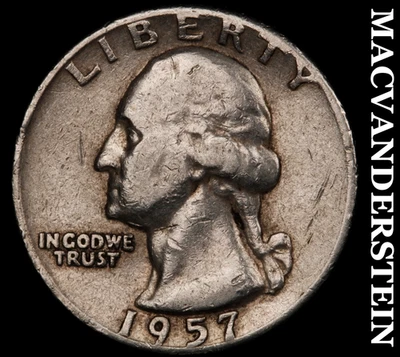 1957 Silver Washington Quarter - Scarce  Better Date  No Reserve  #F8179 - Image 1 of 2