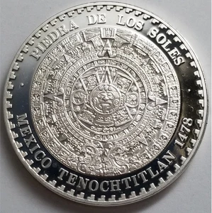 Mexiko 1993 Piedra de los Soles Tenochtitlan, 1 Oz Troja .999 Feinsilber PP. - Bild 1 von 4
