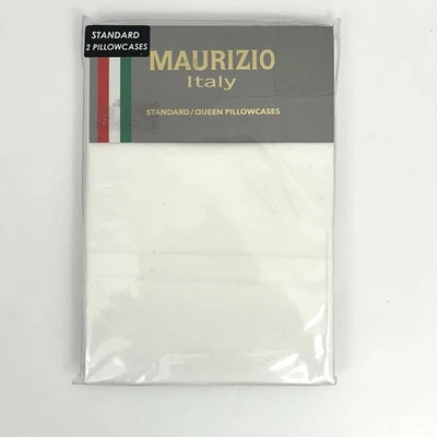 Par (2) de Fronhas MAURIZIO Itália 100% Algodão PADRÃO/QUEEN Branco - Imagem 1 de 4