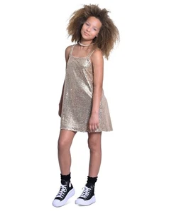 With Jules Big Girls Gold Sequin Swing Dress XL - Picture 1 of 5