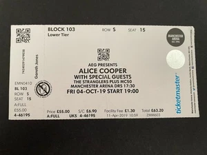 Alice Cooper The Stranglers Ticket 2019 - Picture 1 of 1