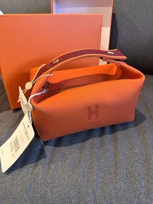 Hermes Bride-A-Bac Case Small Orange Feu Toile Canvas Cosmetic Handbag - Image 1 of 4
