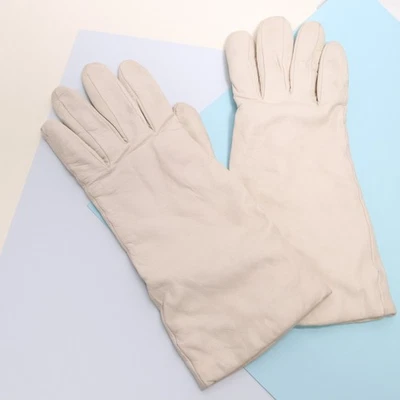 Guantes de cuero vintage para niños reales para mujer 7 1/2 marfil muñeca marrón forrado en cachemir Foto 1 de 4