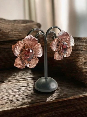1 paar Ohrringe Blume Bronzefarben  Braun Blume Hochzeit Party Oper Modeschmuck - Bild 1 von 4