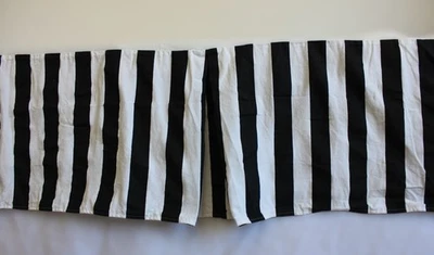 黑色白色 Cabana 条纹沙发裙 100% 棉定制褶 72 — 第 1/4 张图片