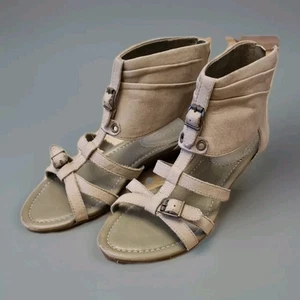Clarks Women's Gladiator Sandals Sage Suede Zip Up Size UK 5.5 Summer Shoes - Picture 1 of 8
