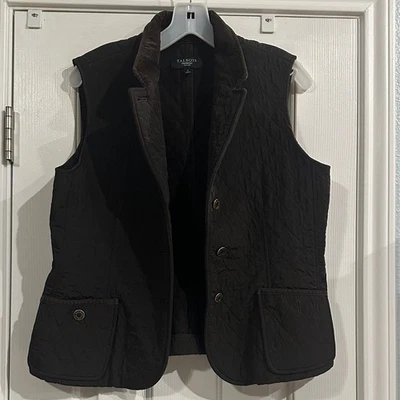 Talbots Dark Academia Chocolate Brown Quilted Barn Vest Fisherman Women’s PS - Image 1 of 4