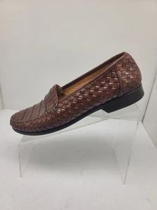 Mezlan Catalina Brown Leather Weave Loafers Slip-On Size 8 M - Picture 1 of 11