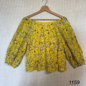 Alice + Olivia Alta Floral Tiered Silk-Cotton Peasant Top Size S Yellow Boho - Picture 1 of 12