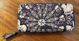 Vera Bradley Zip Around Mimosa Medallion Navy Purple Quilted - Bild 1 von 6