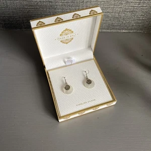 Annika Witt Sterling Silver 925 Earrings dangle drop Mother of Pearl New MoP Box - Picture 1 of 7