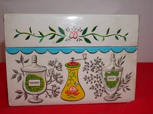 Caja de Recetas de Lata de Metal J Chen & Co. Diseño Retro de Hierbas y Especias de Colección - Imagen 1 de 10