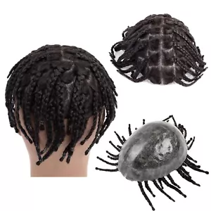 Afro Toupet für schwarze Männer Box Zopf injizierte Pu Haut 100% Echthaar System für - Bild 1 von 12