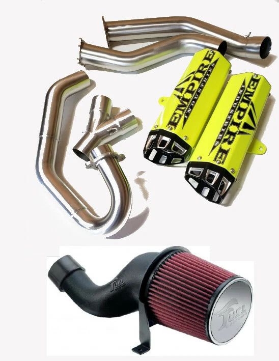 Empire Yellow Black Dual Full Exhaust Pipe System + FCI Intake Raptor 700 2015+ - Image 1 of 1