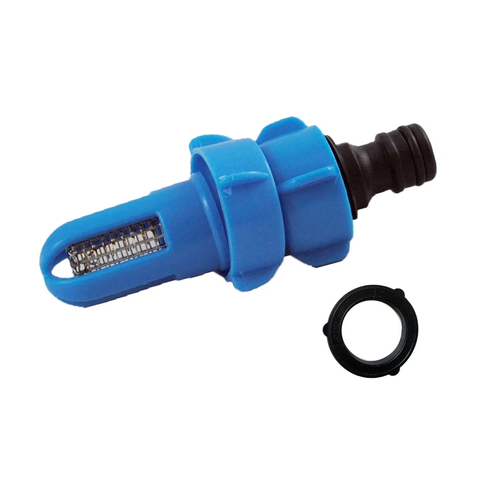 Wasserbett Füll- und Entleerstutzen Blue Magic mit Vliesfiltersieb + Adapter - Bild 1 von 1