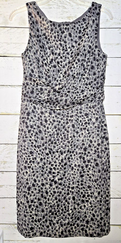 VALENTINO Abito donna Ann Taylor taglia 4 grigio nero stampa leopardata senza maniche linea A