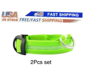 LED Adjustable Dog Cat Collar Blinking Night Flashing Light Up Glow Pet Safety/M - Picture 1 of 3