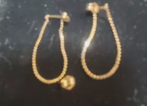 14K Vintage GELBGOLD KETTE SERPENTIN BAUMELNDE OHRSTECKER + extra Verschluss 0,9 g - Bild 1 von 9