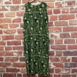 Vintage R&K Originals Dress Womens Size 16 Green Multicolor Floral Abstract - Picture 1 of 9
