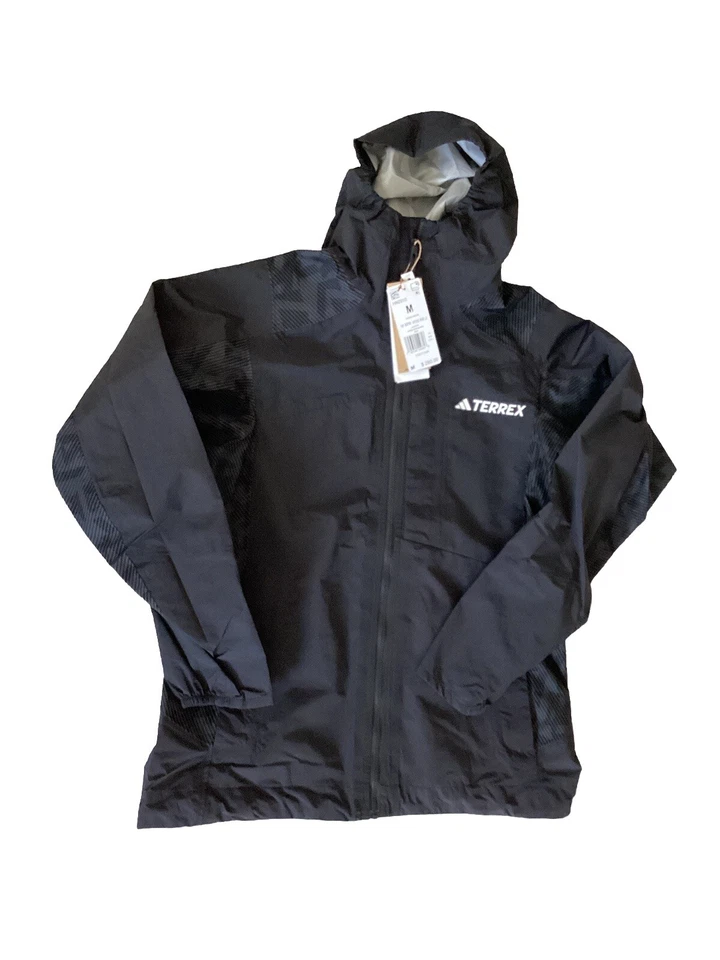 adidas HN2910 Women’s Large Xperior Hybrid Rain Jacket Windbreaker Black