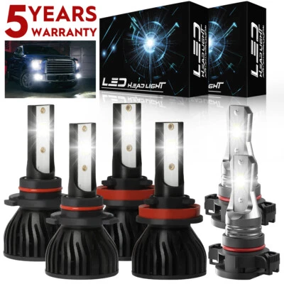 SHENKENUO For GMC Sierra 1500 2500 HD 2007-2013 LED High Low Headlight Fog Light Bulbs P4C