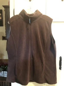Women’s SJB Active Brown Fleece Zip Vest-L - Picture 1 of 6