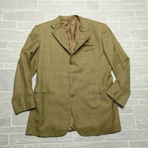 Blazer de lana Ermenegildo Zegna talla 46 dorado a cuadros traje chaqueta para Neiman Marcus - Imagen 1 de 11